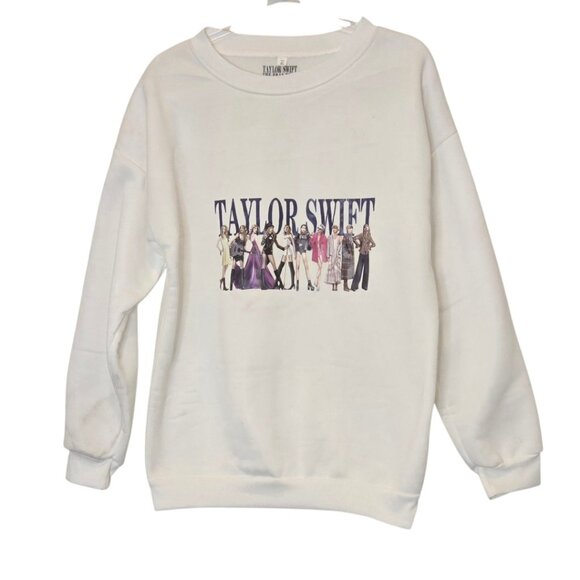 Taylor Swift Eras Tour Collage Sweatshirt White Sz XL Oversized Fit Official - Picture 1 of 6